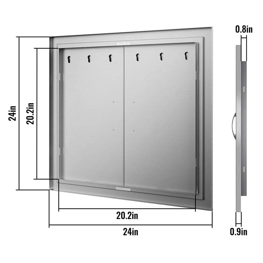 VEVOR BBQ Access Door 24 in. W x 24 in. H Grill Door Double Door Brushed Stainless Steel Outdoor Kitchen Doors 24-24BXGCFSKM0001V0