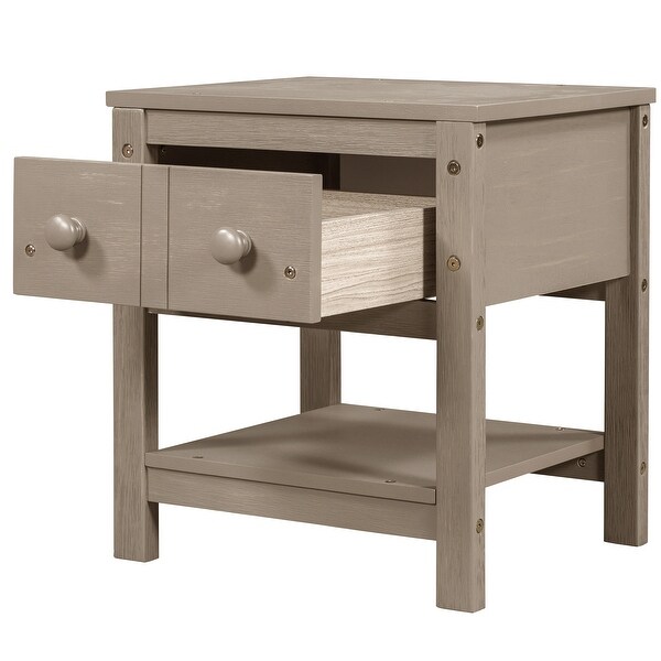 Set of 2， Wood Nightstand with Storage Drawer and Bottom Open Shelf - - 37927150