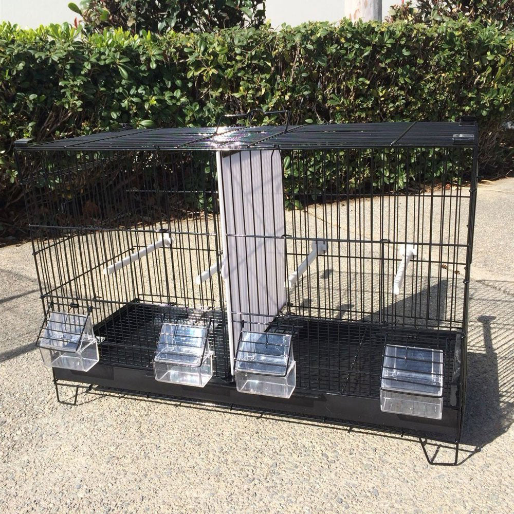 Combo-4 of Stack and Lock Double Breeding Breeder Flight Bird Quail Cage with Center Removable Center Wire and Solid Dividers Breeding Doors