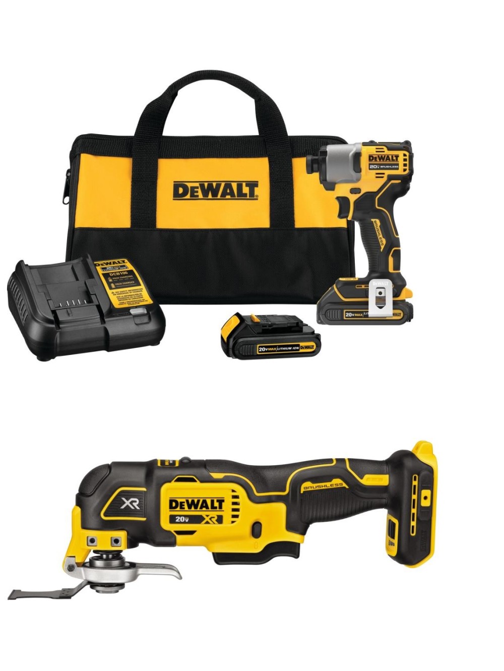 DEWALT 20V Max 1/4 Impact Driver and Oscillating Multi Tool Kit Bundle