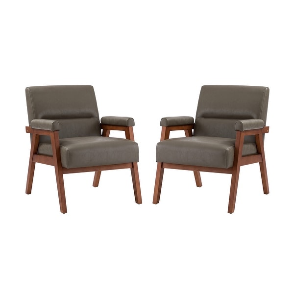 Philipp Modern Leather Armchair with Tufted Design Set Of 2 by HULALA HOME