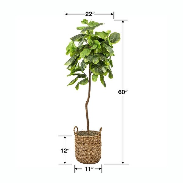 5foot Artificial Fig Tree in Handled Basket