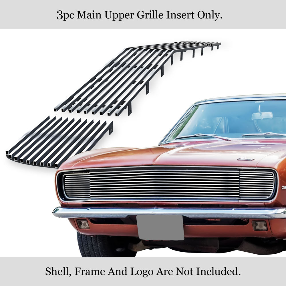 APS Compatible with Chevy Camaro 1967-1968 RS Main Upper Stainless Steel Chrome Billet Grille Grill Insert C85252A