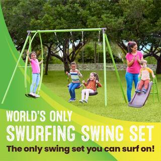 FLYBAR Swurfer Swing Sets for Backyard Playground Sets for Backyard Playset with Swings Slide Holds Up to 400 lbs. SW23200G