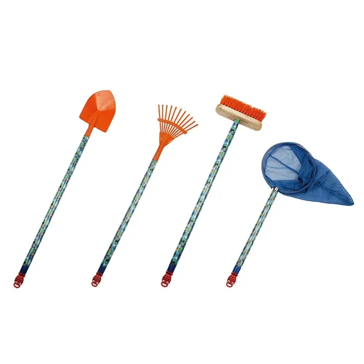 Customized Professional Interchangeable Long Wooden Garden Leaf Rake Spade Hoe With Handle Hand Tools Set