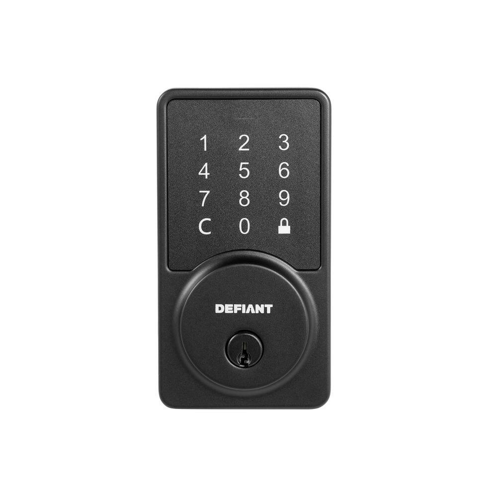 Defiant Square Matte Black Smart Wi-Fi Deadbolt Powered by Hubspace HSGC9X9D01AJ