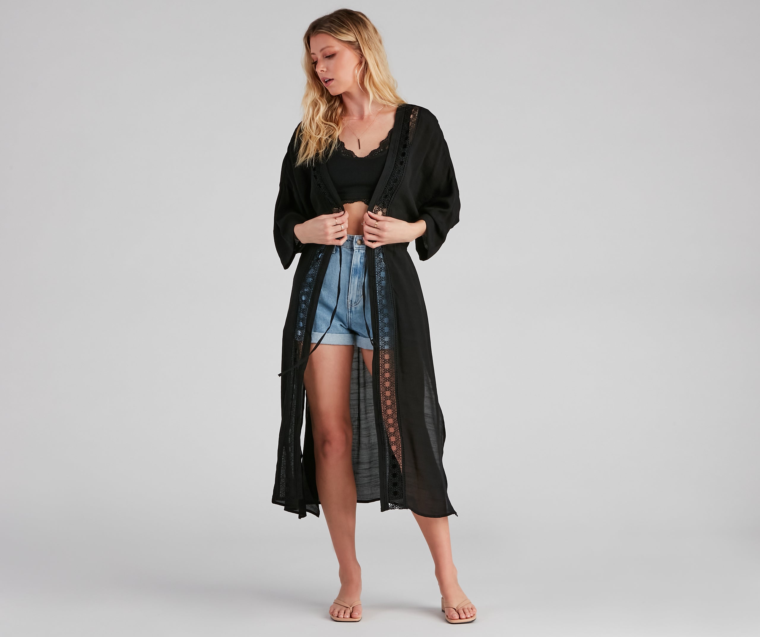 Palm Beach Linen Crochet Kimono