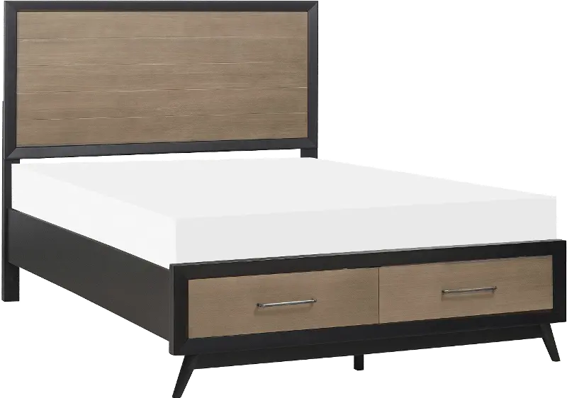 Raku Brown and Black Full Storage Bed