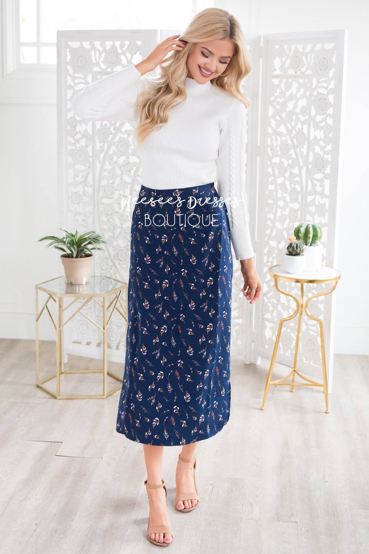 Winter Flowers Wrap Skirt