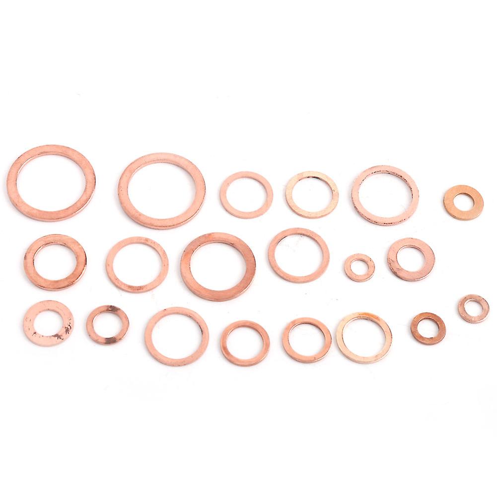 200/280 Pcs Copper Washers Engine Flat Rings Gasket Fastener Metric Sealing Washer Assortment Set [280pcs]