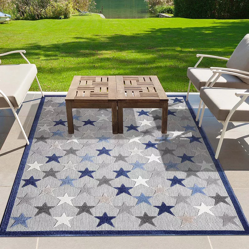 Superior Modern Stars Indoor Outdoor Area Rug