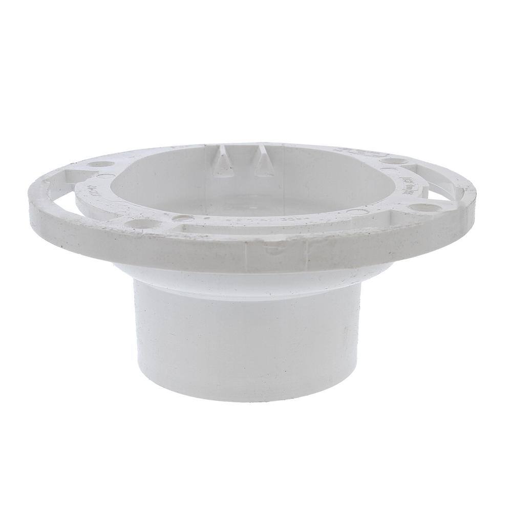 JONES STEPHENS 7 in. O.D. PVC 4-Way Offset Closet (Toilet) Flange Less Knockout Fits Over 3 in. or Inside 4 in. Schedule 40 DWV Pipe C54342