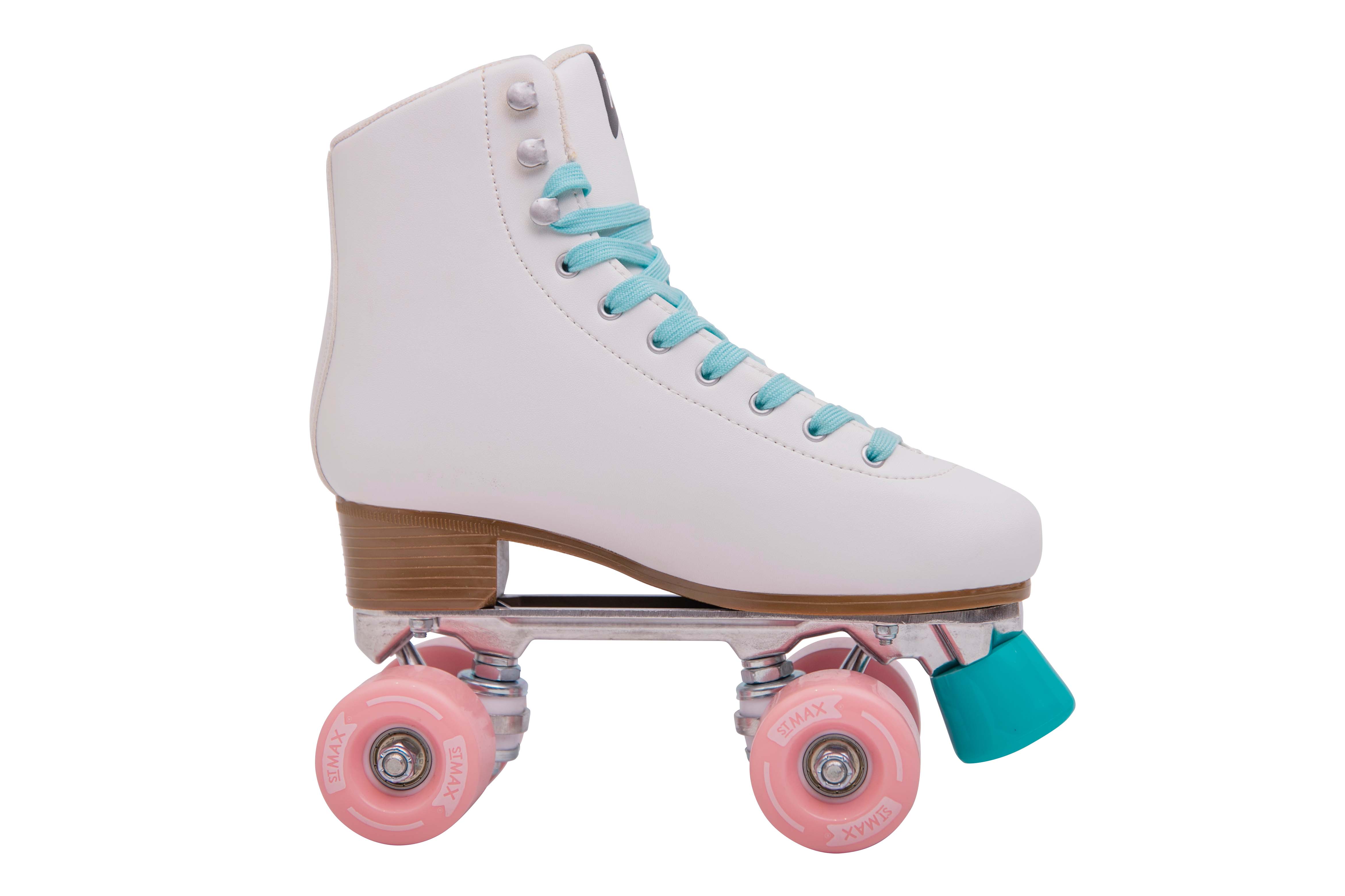 STMAX PRO Roller Skates for Women Rollerblades Aluminum Frame Carbon Bearing 4 Wheels Quad Derby Skate Blades for Adults Size 9 Vintage White