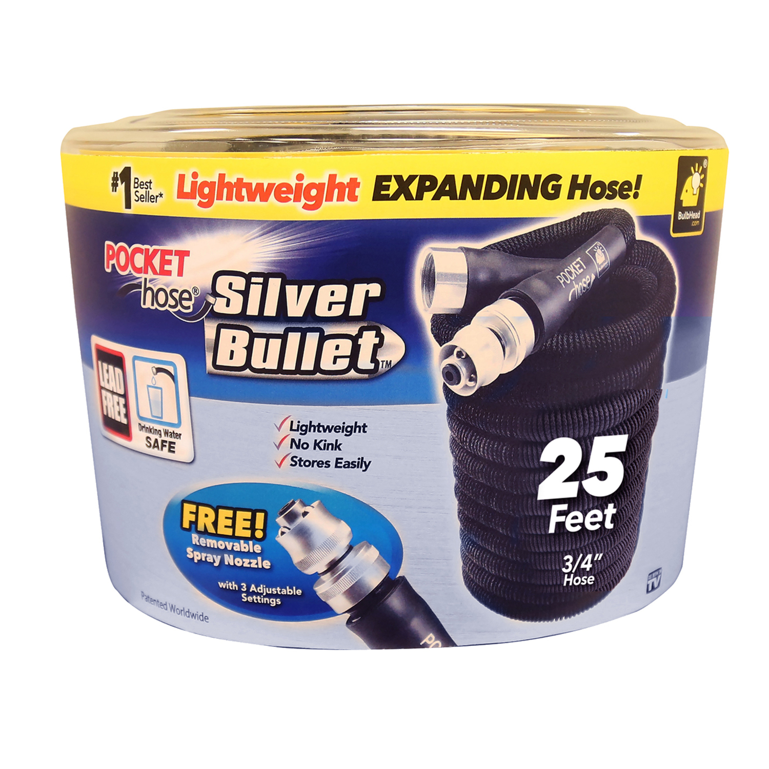 Pocket Hose Silver Bullet 3/4 in. D X 25 ft. L Expandable Lightweight Garden Hose