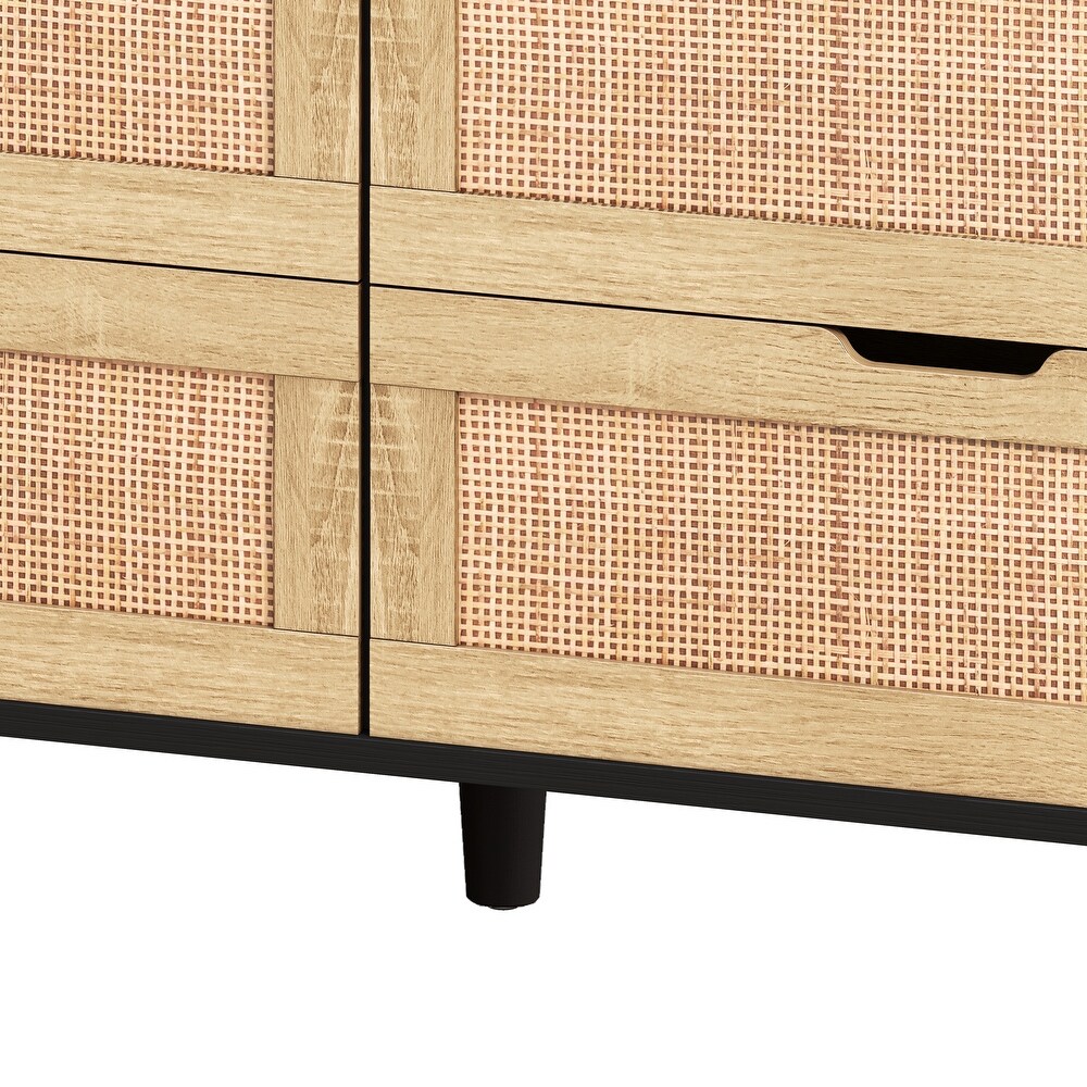 6 Drawers Rattan Storage Cabinet