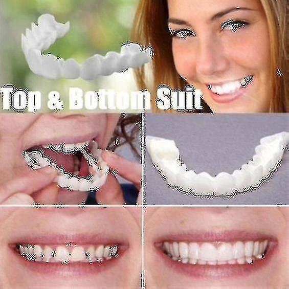 A Pair Upper and Lower High Quality Denture Instant Smile Comfort Fit Flex Cosmetic Teeth Denture Teeth Top Cosmetic Veneer High Quality Bdliv