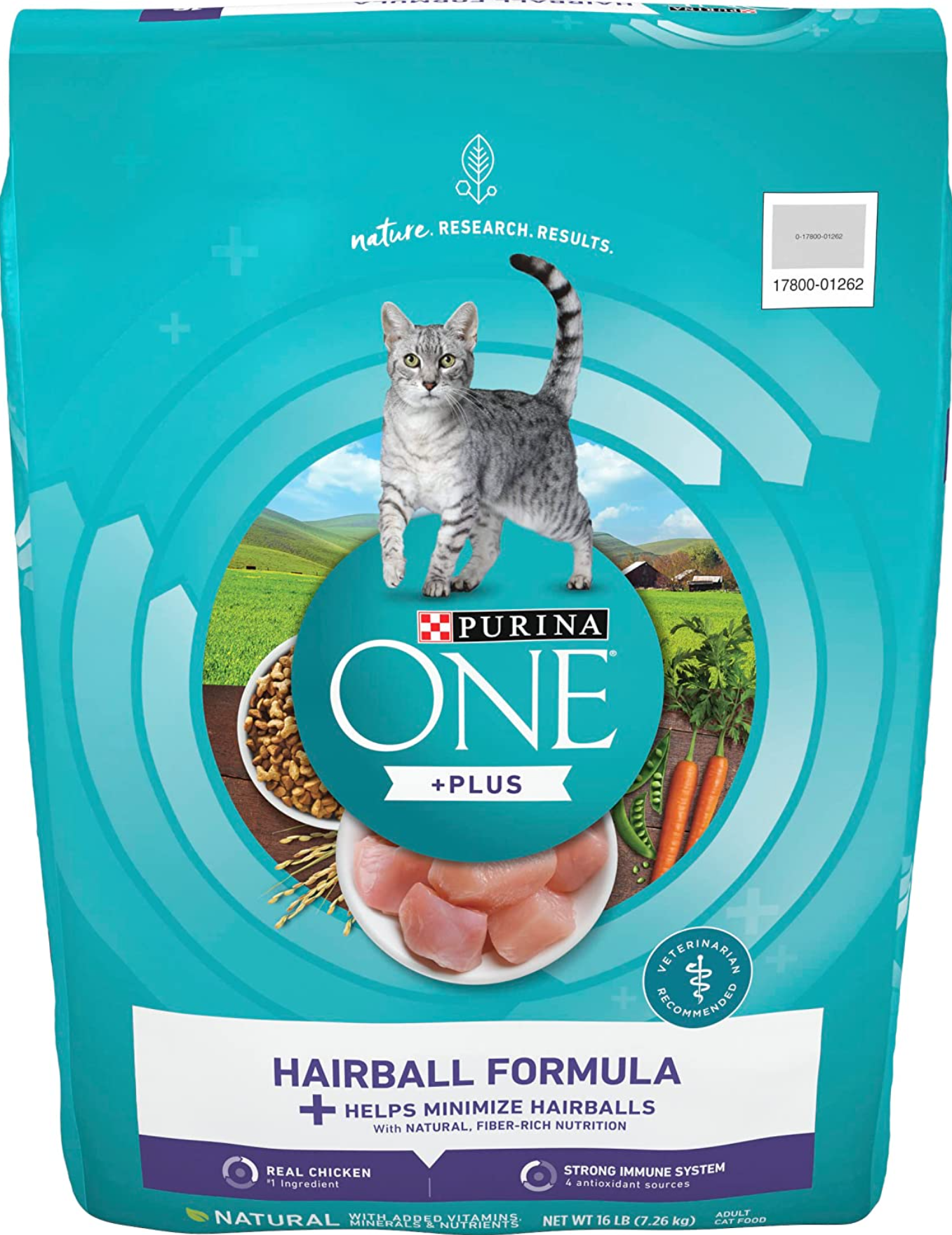 Purina ONE Hairball Control with Real Chicken High Fiber Natural Adult Dry Cat Food 16 Lb. Bag