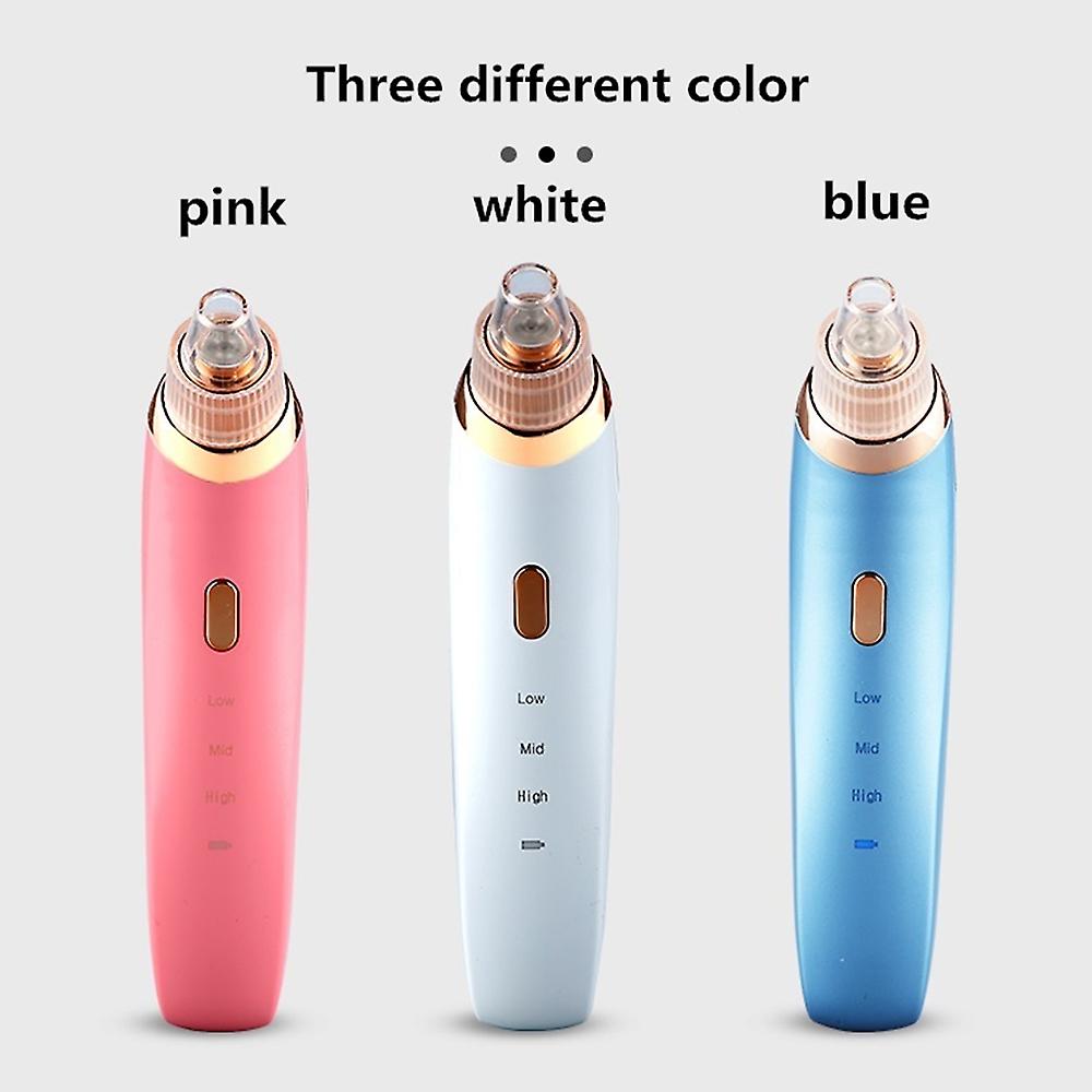 Beauty Device Blackhead Remover Dead Skin Cleaning Vacuum Extractor Usb Charging 3 Adjustments 4 Suction Heads For Choice White