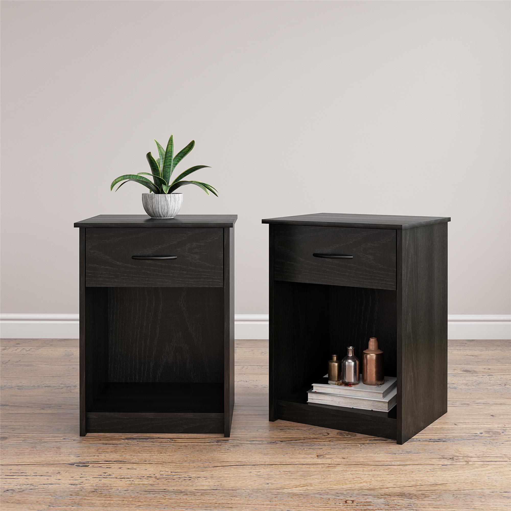 Mainstays Classic Nightstand with Drawer, Black Oak