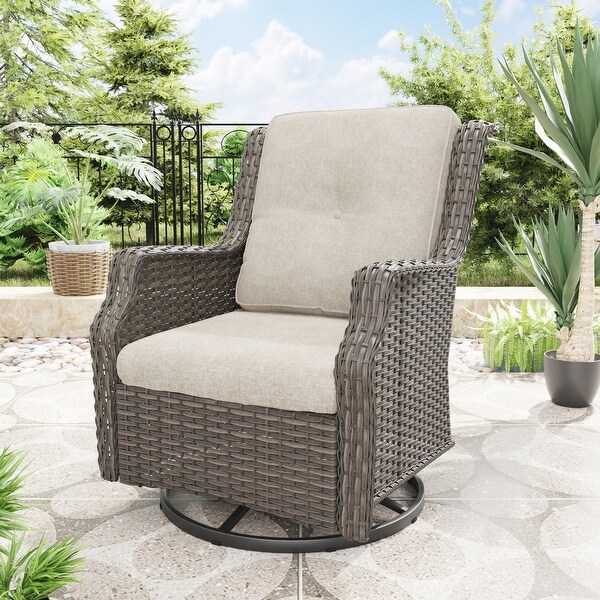 Cozywor Wicker Patio Outdoor Lounge Chair Swivel Rocking Chair (Set of 1)