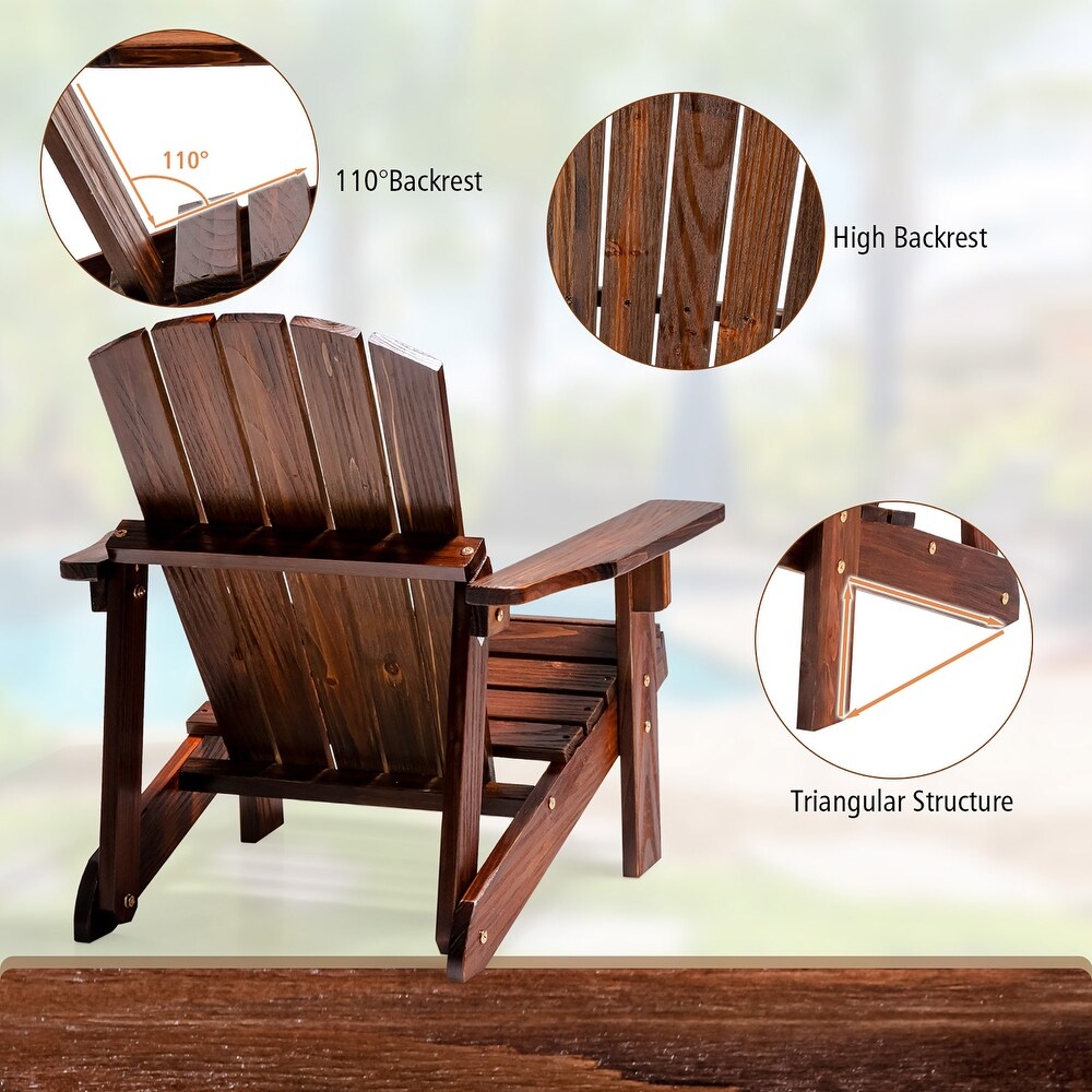 Costway Kid's Adirondack Chair Patio Wood High Backrest Arm Rest 110