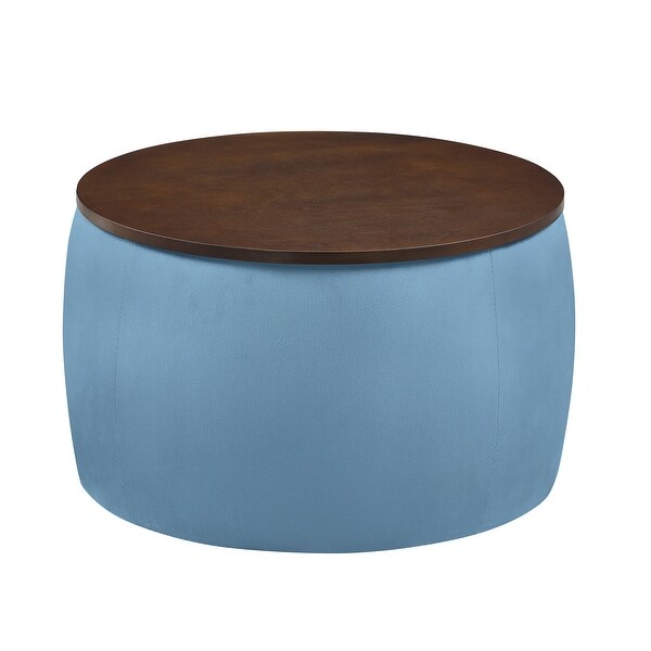 2 in 1 Combination Round Ottoman Set ，Coffee Table with Storage