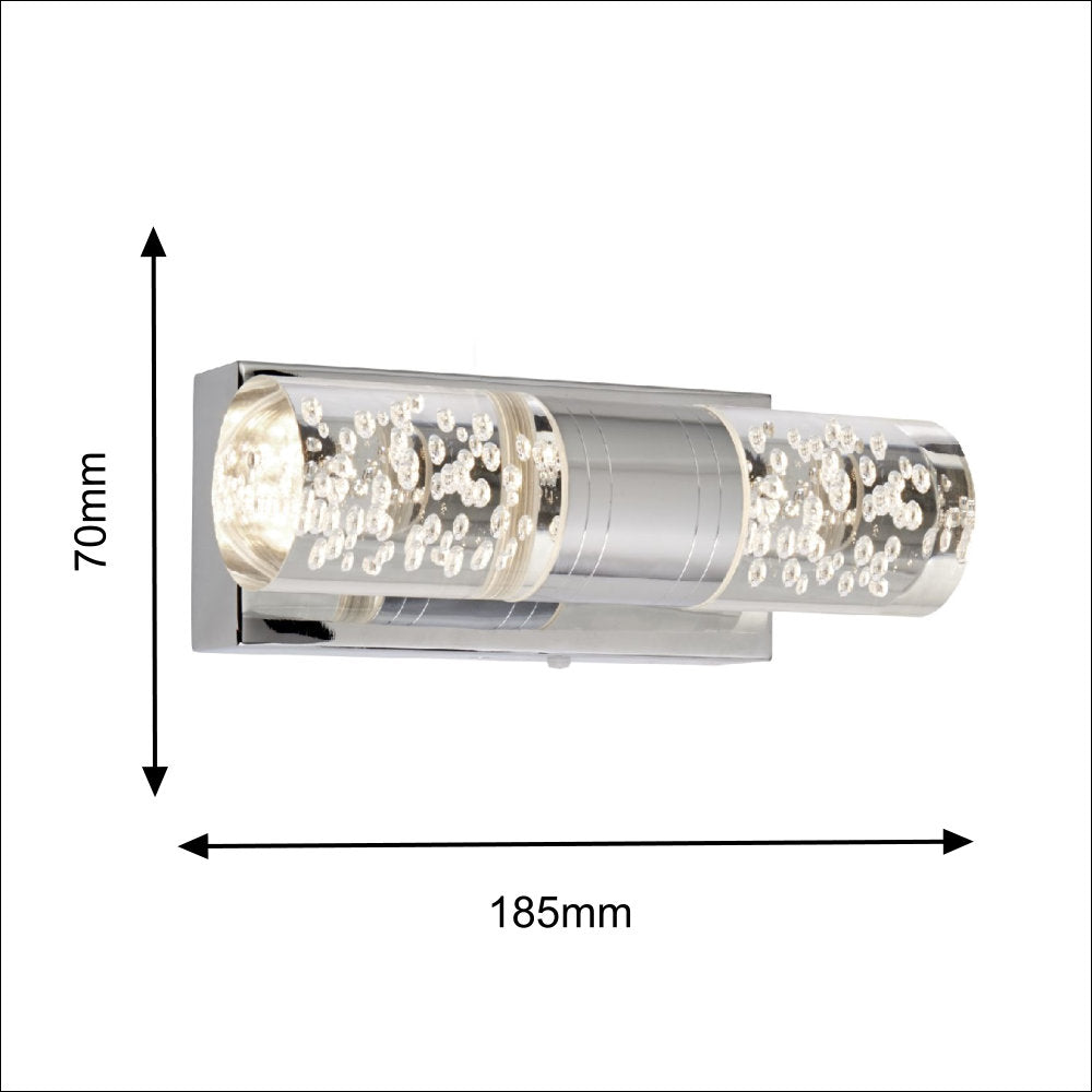 Britalia BRT330047 LED Polished Chrome & Twin Bubble Shade Bathroom Switched Wall Light