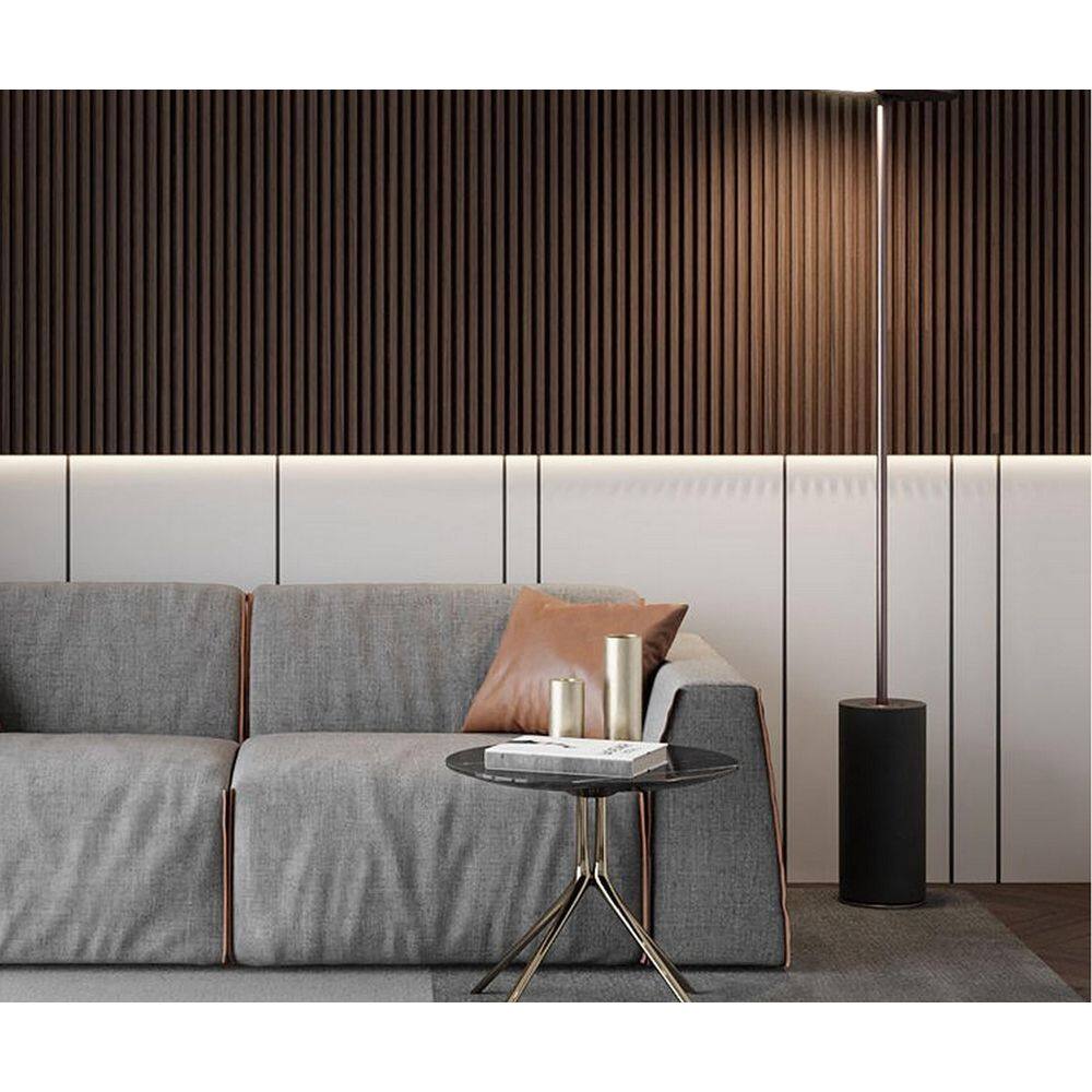 Ejoy 106 in. x 6 in x 0.5 in. Solid Wood Wall 7 Grid Cladding Siding Board in Oak Brown Color (Set of 4-Piece) CladdingPanel_WC7G_011