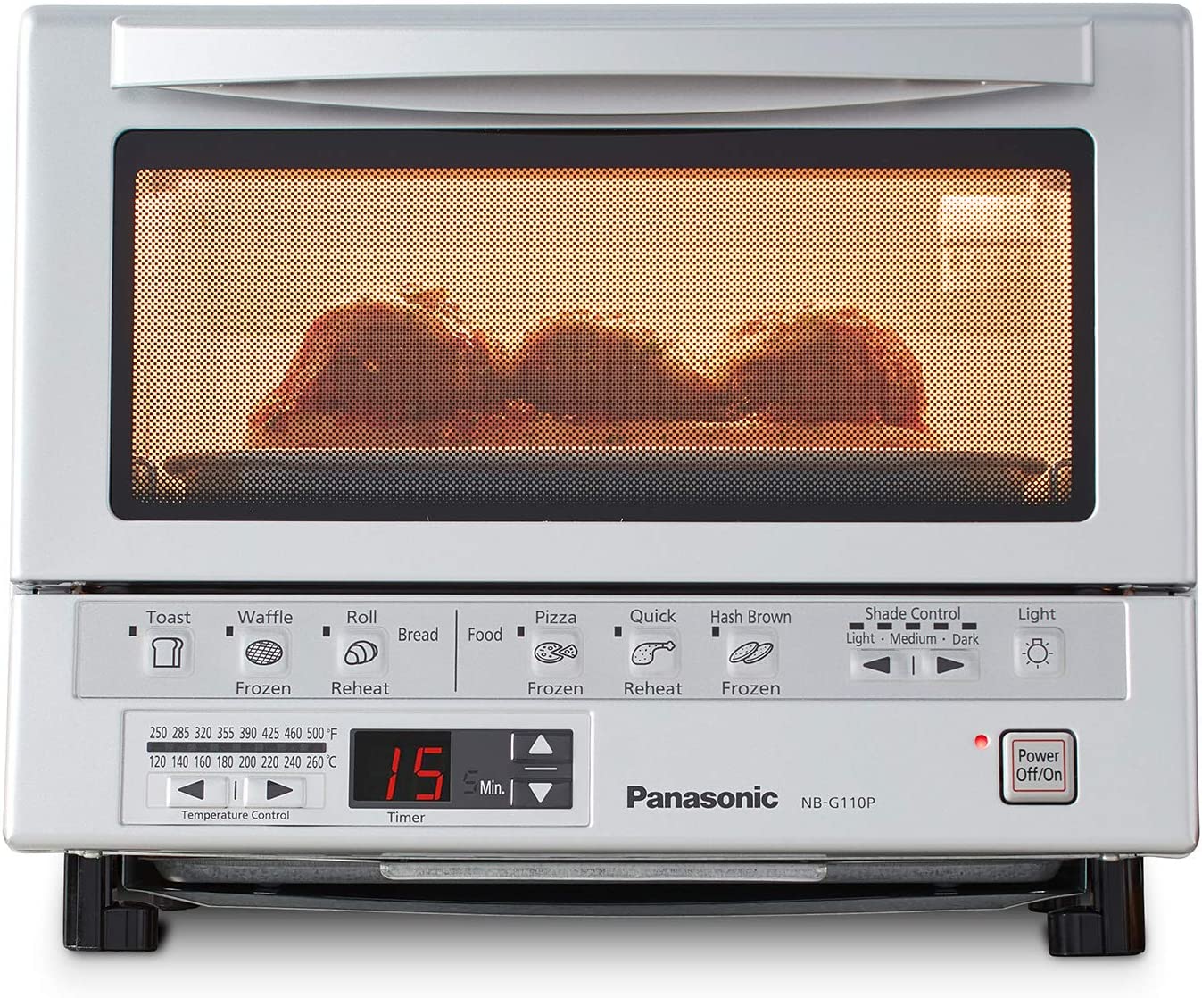 Panasonic Toaster Oven FlashXpress with Double Infrared Heating and Removable 9-Inch Inner Baking Tray， 1300W， 12 x 13 x 10.25， Silver