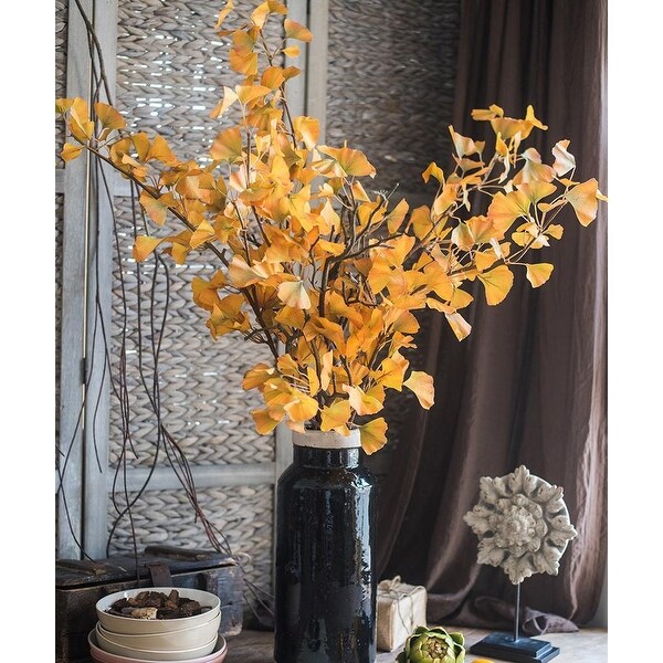 RusticReach Artificial Ginkgo Leaf Stem in Yellow 37 Tall