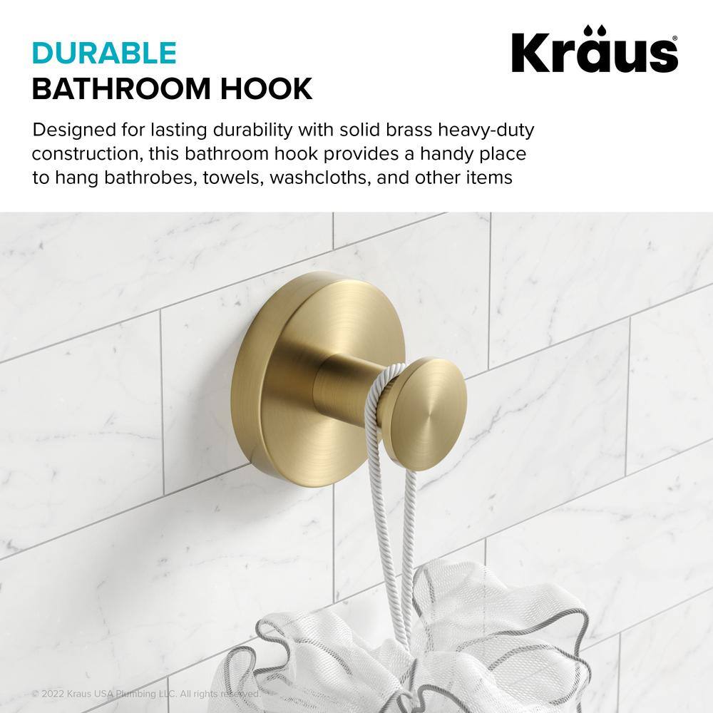 KRAUS Elie Bathroom Robe and Towel Hook in Brushed Gold KEA-18801BG