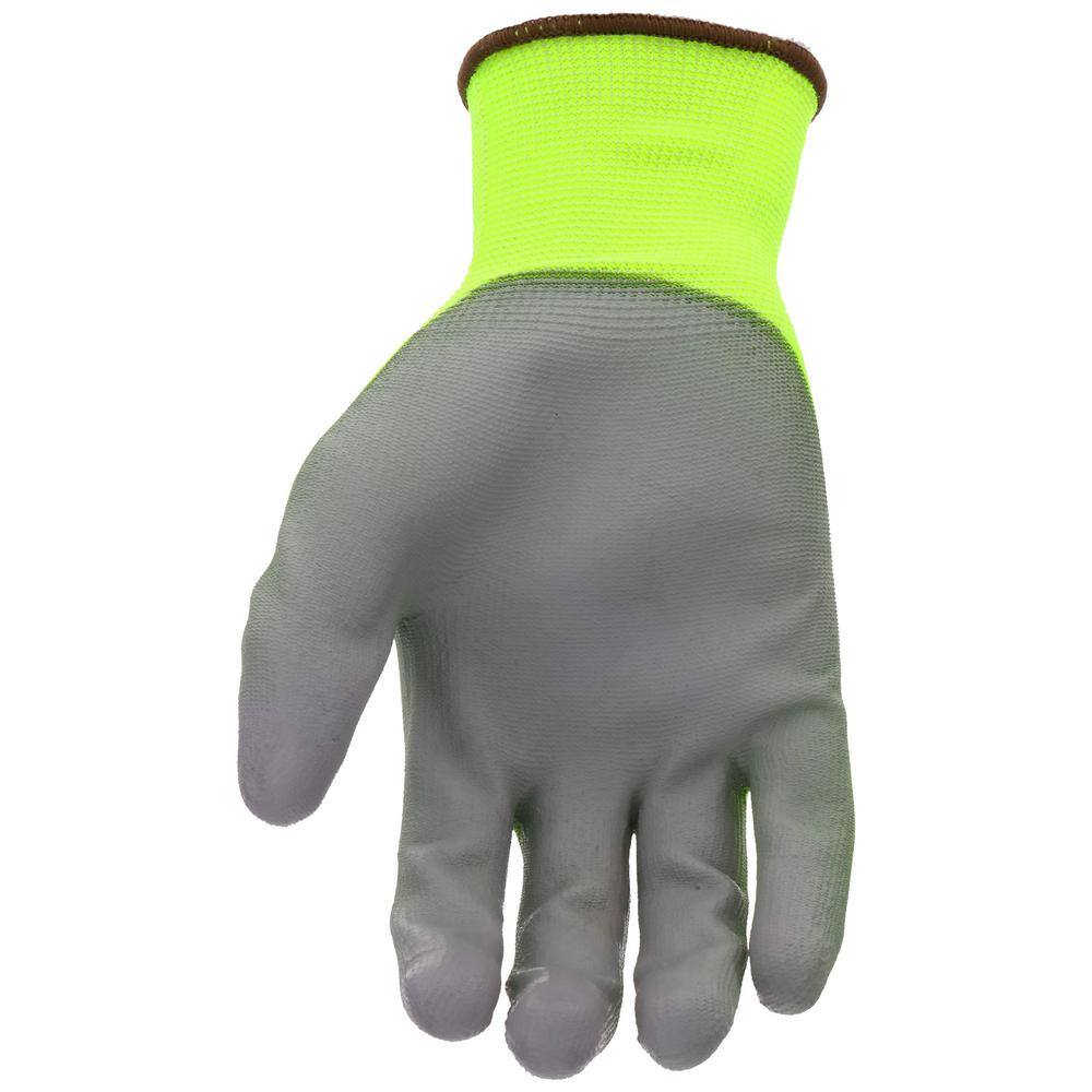 West Chester Protective Gear Touch Screen Hi-Vis Yellow PU Palm Coated Nylon Gloves (3-Pack) HVY37165-L3P