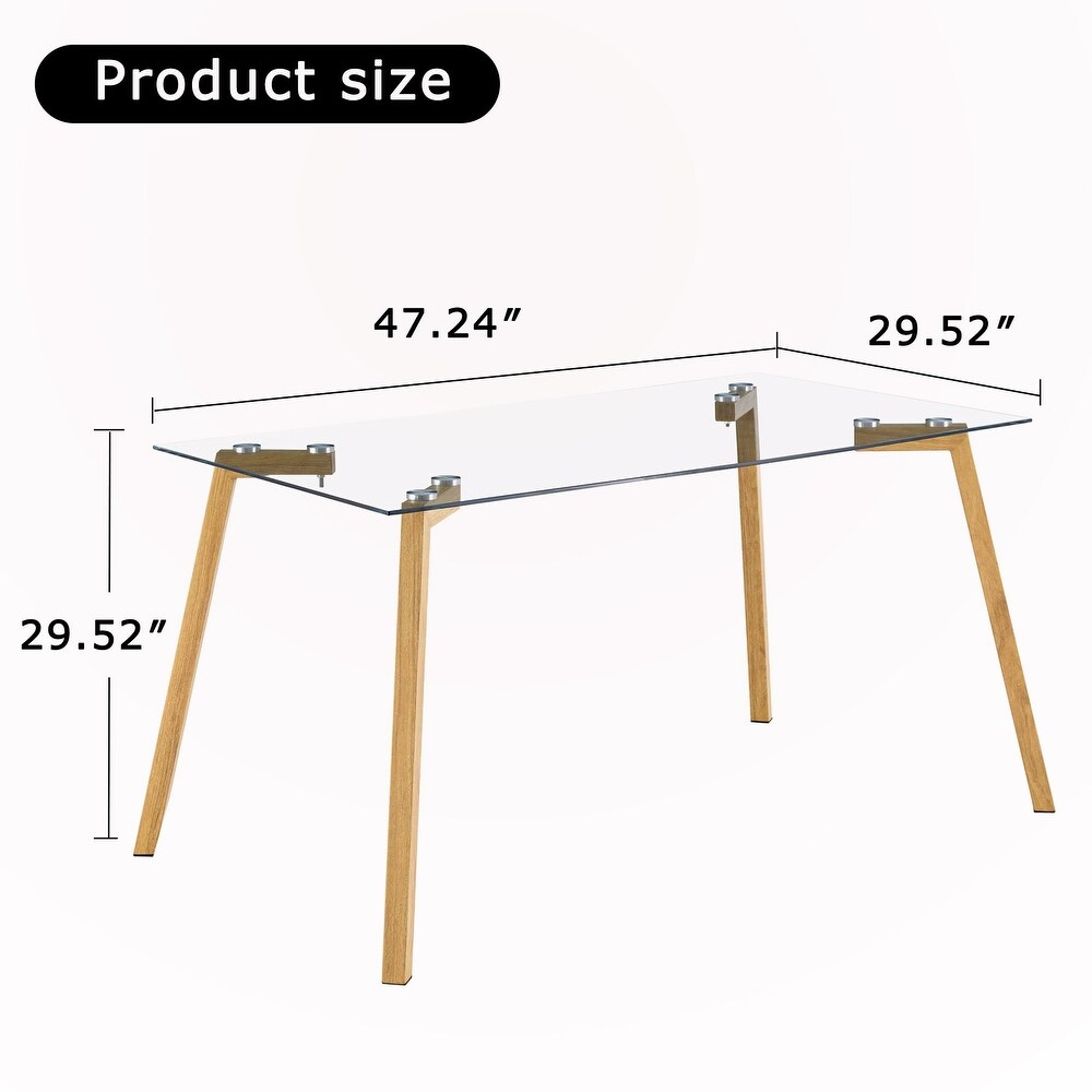 Rectangular Glass Dining Table with Metal Legs