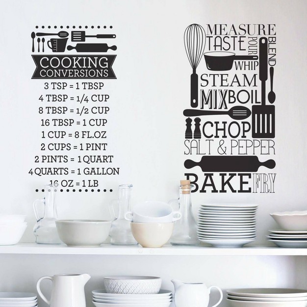 Cooking Conversions Peel And Stick Wall Decal Black white Roommates