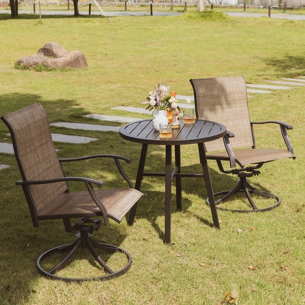 Outdoor 3Piece Bistro Set，Textilene Fabric，Powdercoated Iron Frame