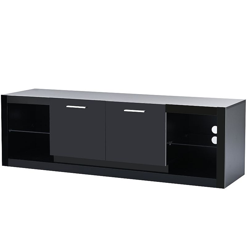 Merax Modern Tv Stand With Tempered Glass Shelves