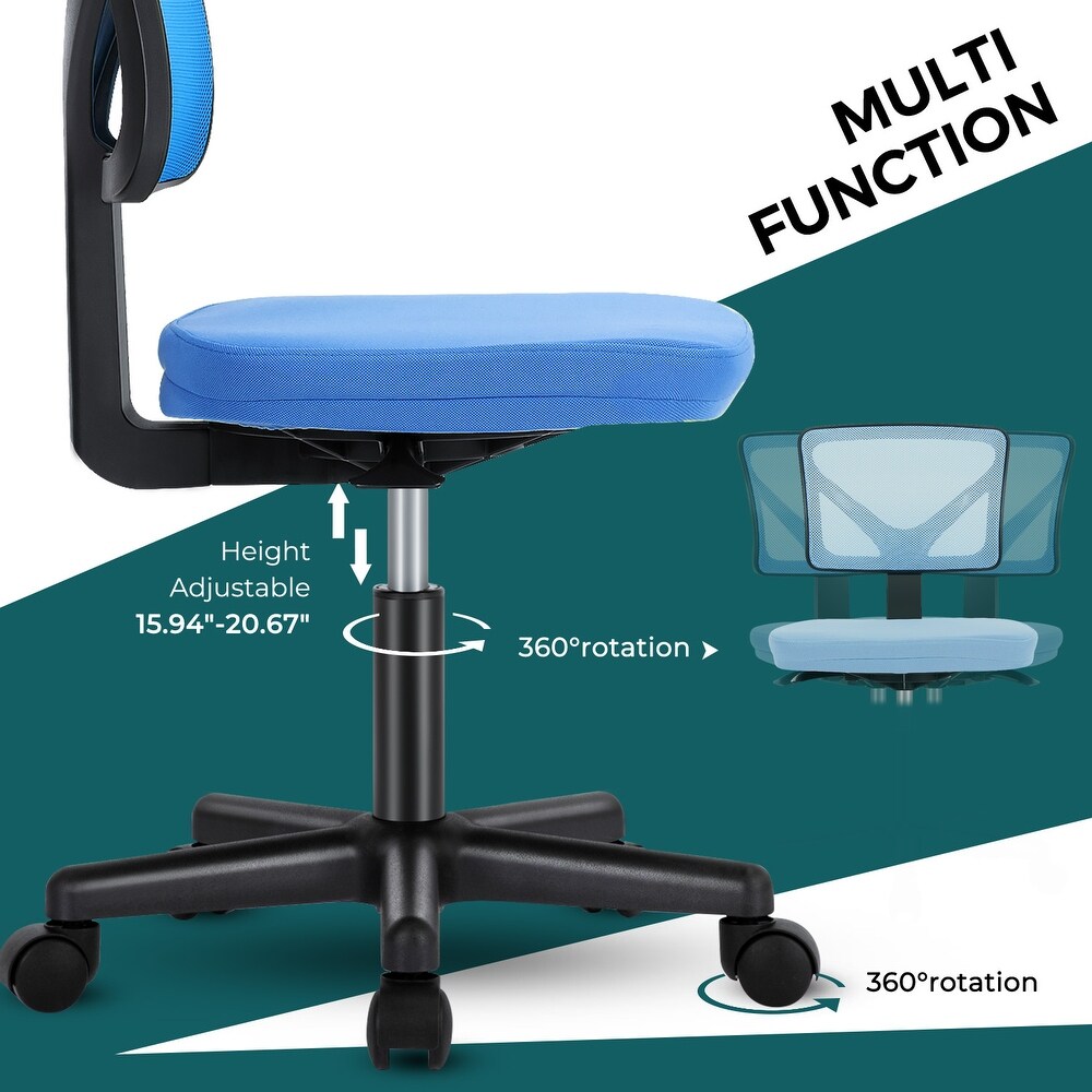 Armless Desk Chair Small Home Office Chair with Lumbar Support