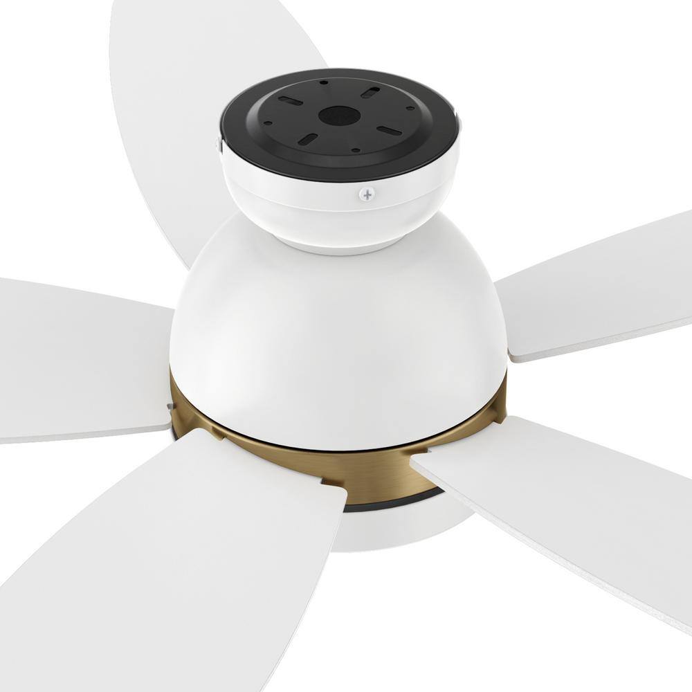 CARRO Povjeta 48 in. Color Changing Integrated LED Indoor White 10-Speed DC Ceiling Fan with Light Kit and Remote Control HCFR485Q5-L11-W1-1-FMA