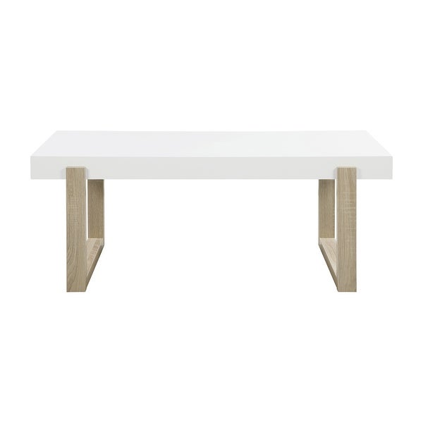 Coaster Furniture Pala White High Gloss and Natural Rectangular Coffee Table