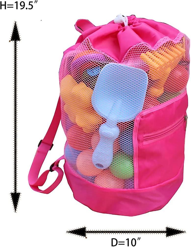 Pink Fashionable And Durable Beach Backpack For Kids， Mesh Beach Backpack， Beach Toy Bag， Swimming Children's Toy Ball Backpack， Drawstring Storage Ba