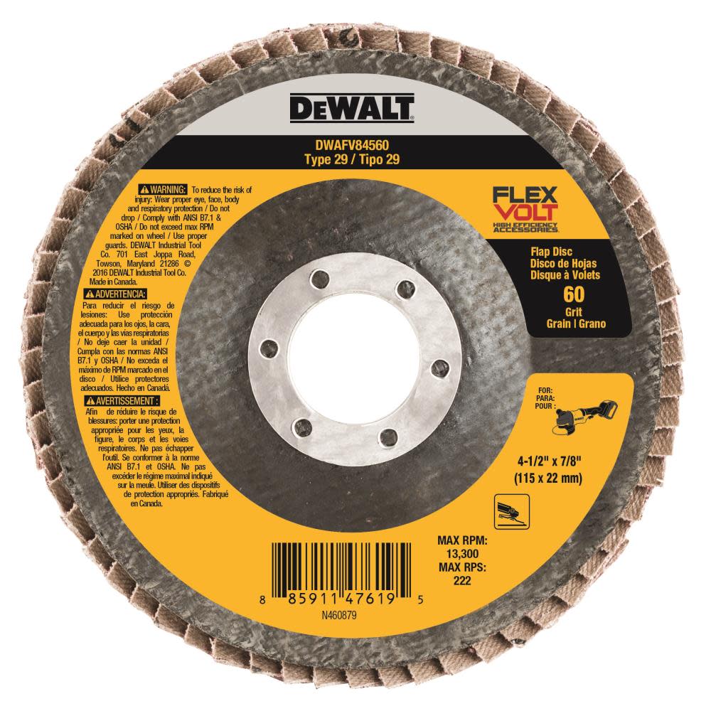 DEWALT 4-1/2 In. x 7/8 In. 60 g T29 FLEXVOLT Flap Disc DWAFV84560 from DEWALT