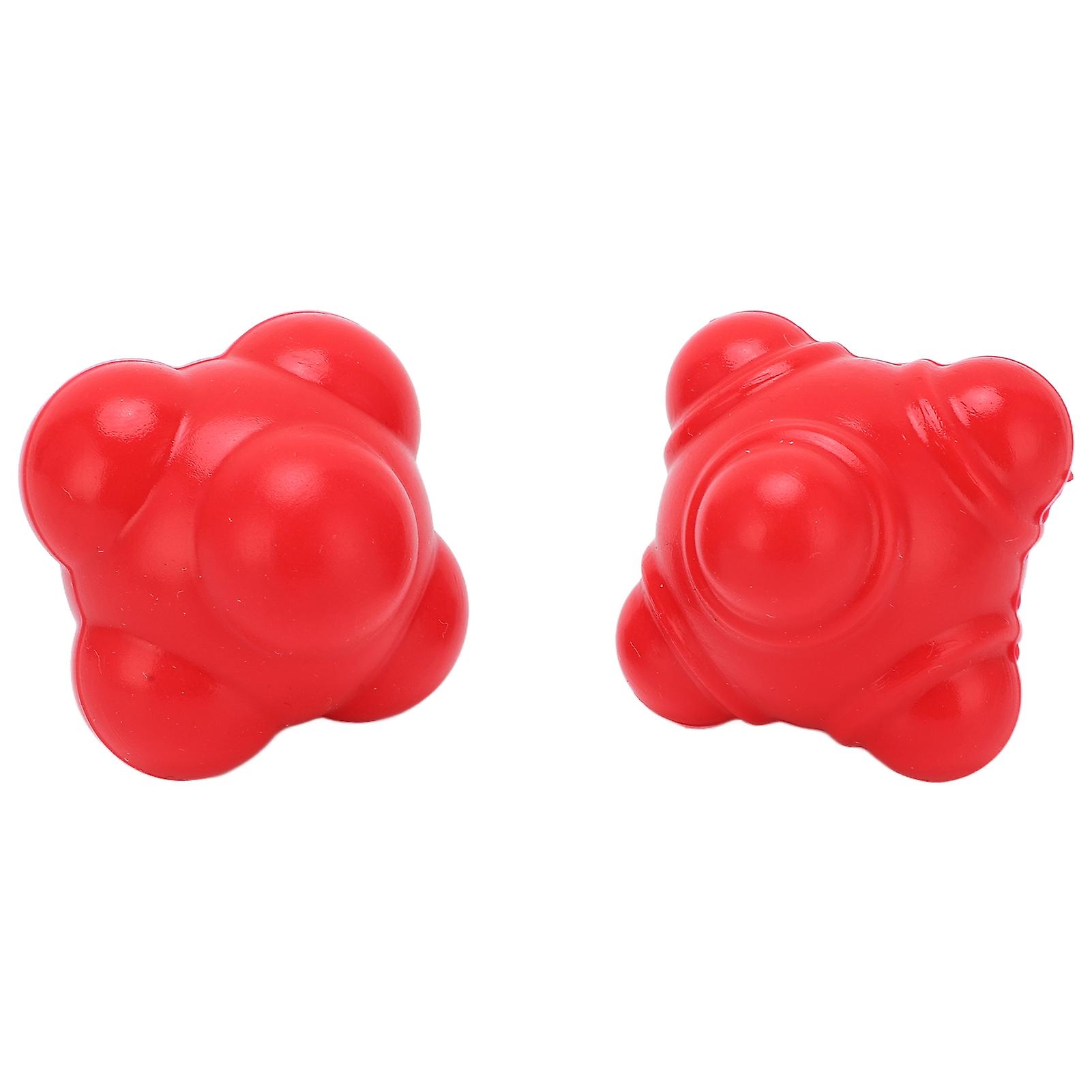 2pcs Rubber Reaction Bounce Balls Irregular Shape Reaction Balls For Coordination Agility Speed Trainingred