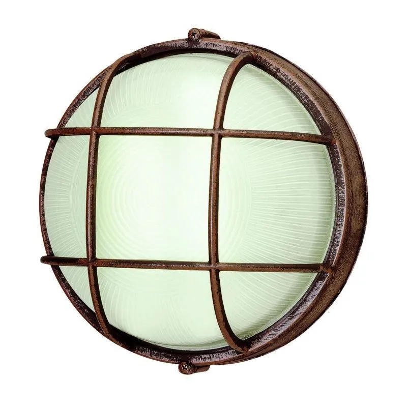 Cambridge 1-light Rust 8-inch Outdoor Flush Mount with Clear Ribbed Polycarbonate