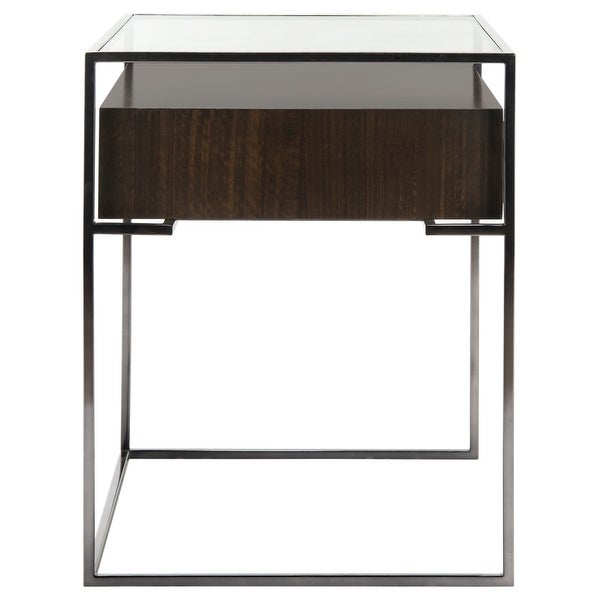 SAFAVIEH Couture High Line Collection Modern Caelan Glass Brown Accent Table - 23.5