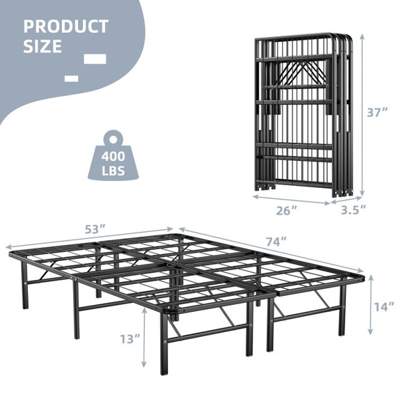 Costway 70321546 Twin/Full/Queen Size Foldable Met...