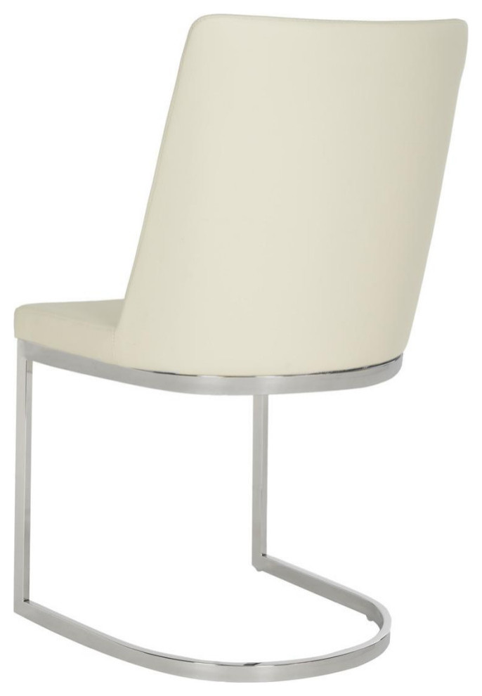 Tedra 18 quotH Leather Side Chair  Set of 2  Buttercream/Chrome   Contemporary   Dining Chairs   by V.S.D Furniture  Houzz