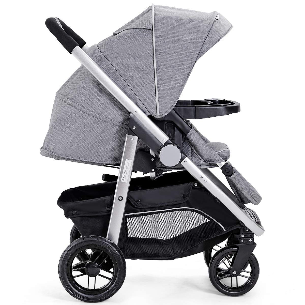 Costzon Baby Stroller, 2-in-1 Convertible Baby Carriage, Infant Pram Stroller with Cup Holder and 5-Point Safety System (Gray)