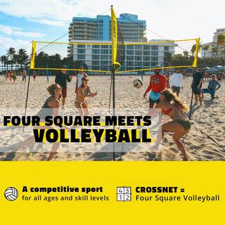 CROSSNET 4 Square Volleyball Net and Game Set with Carrying Backpack and Ball CROSSNET101