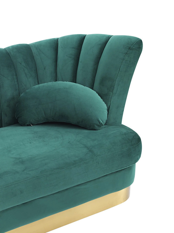 Tad Modern Green Velvet and Gold Loveseat Chaise   Contemporary   Loveseats   by Rustic Home Furniture Deco  Houzz