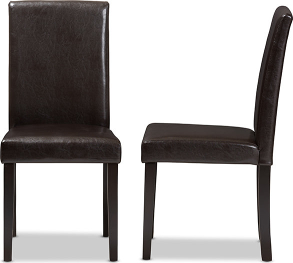 Mia Modern Dark Brown Faux Leather Upholstered Dining Chair  Set of 2   Transitional   Dining Chairs   by HedgeApple  Houzz